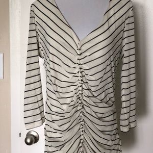 Ellen Tracy Off-white & Black Striped Blouse